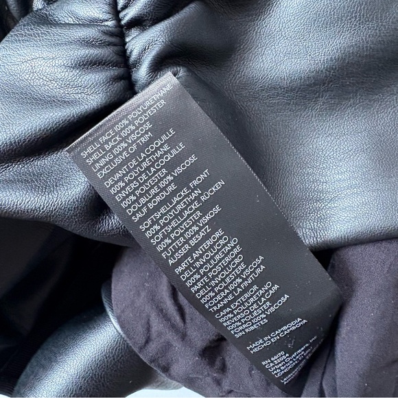 Anthropologie || Faux Leather Puff-Sleeve Blouse Pearls Black Small NWT - Picture 9 of 9